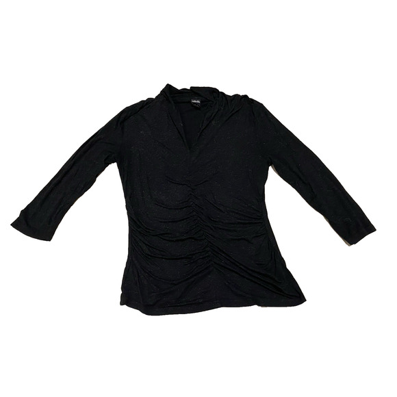 Rafaella Knit Blouse Womens Size Medium Black w Sparkles Pullover Stretch Top - Picture 6 of 13